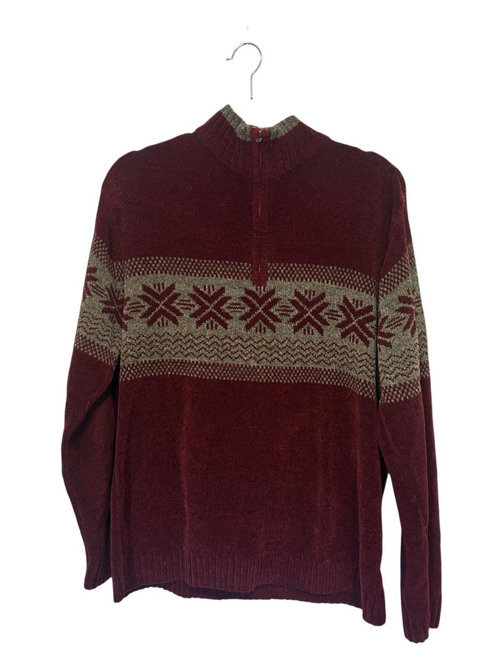 Retreat Men's Burgundy Fair Isle Half-Zip Sweater